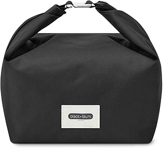 BLACK + BLUM Insulated Lunch Bag 6.7L - Recycled Roll Top Cool Bag, Leak Proof Thermal Cooler for Women & Men, Reusable Packed Meal Carrier, BPA Free, Black
