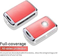 Vista 3 de Compatible con funda para llavero Mazda con llavero de cuero de cristal de protección de 360 grados, Model1-rojo
