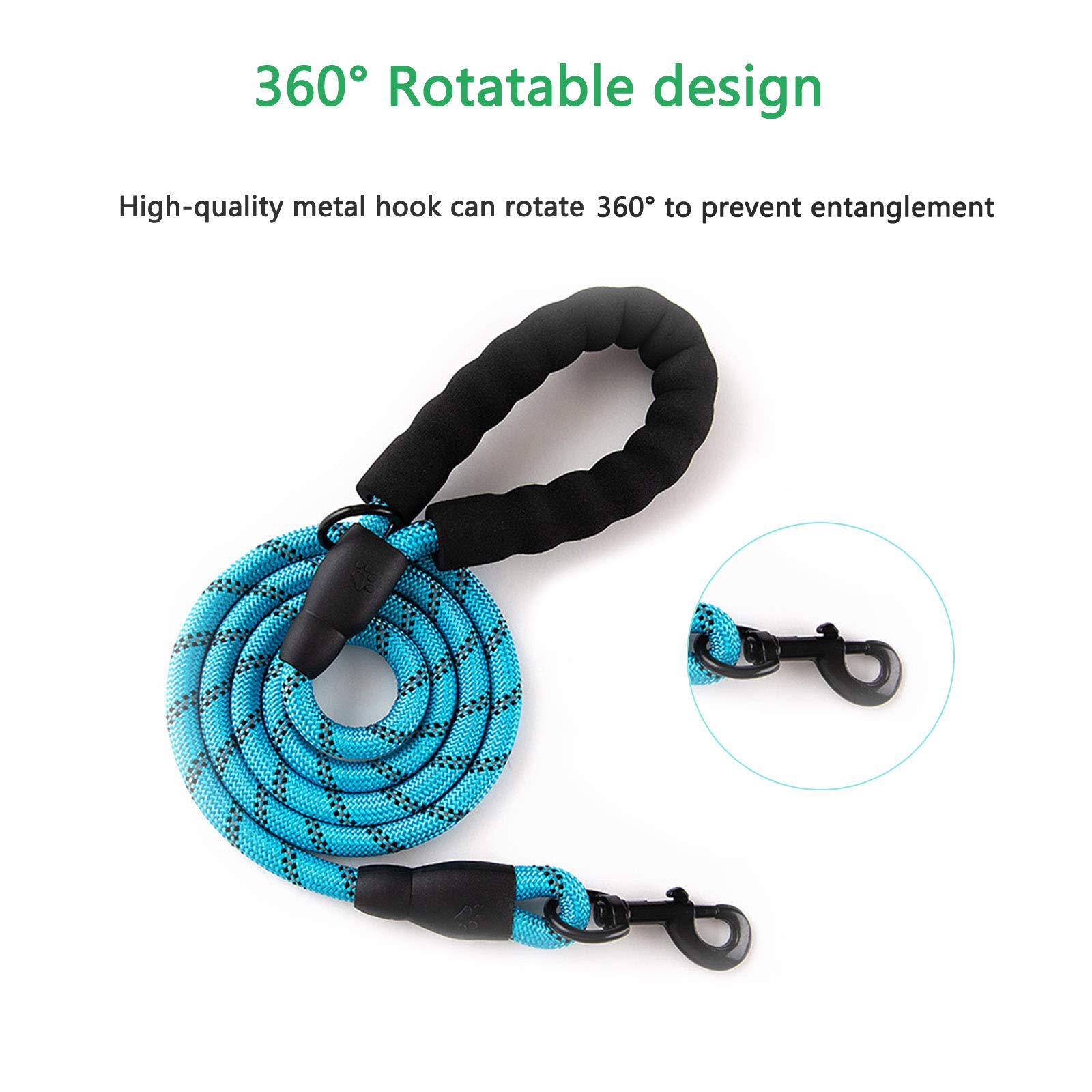 Robuste Hundeleine 1,5 M Mit Gepolstertem Griff – Reflektierendes Nylon Für Kleine Bis Große Hunde, Halb Grün