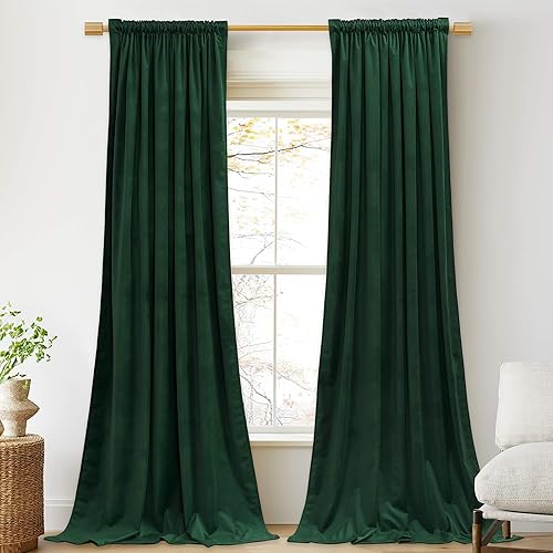 Miniatura 2 de StangH - Cortinas de terciopelo para decoración navideña, gruesas, para oscurecer la habitación, cortinas de privacidad con aislamiento térmico para