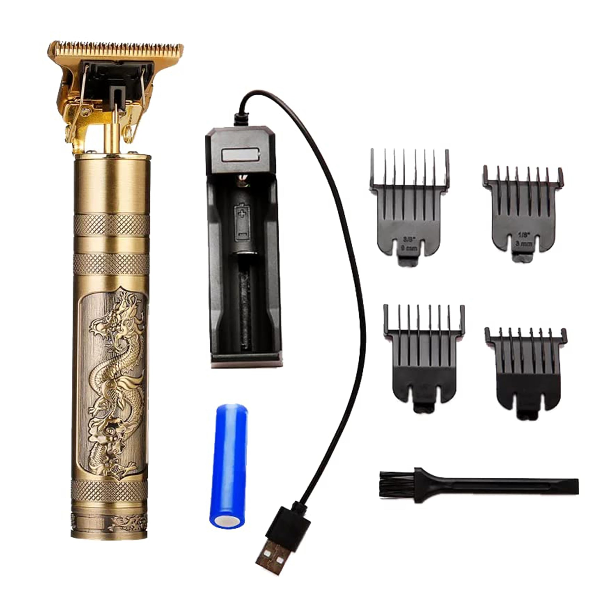 VIRTH® Trimmer Men Cordless Hair Clipper Electric USB Rechargeable T-Blade Beard, Hairs, Moustache, Body Trimmers with 4 Guide Combs Men's Grooming Kit