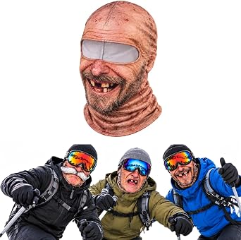 Funny Realistic Face Ski Mask for Adults Novelty Full Head Winter Balaclava with Eye Opening Hilarious Costume Mask for Skiing Snowboarding Parties Group Events Outdoor Fun