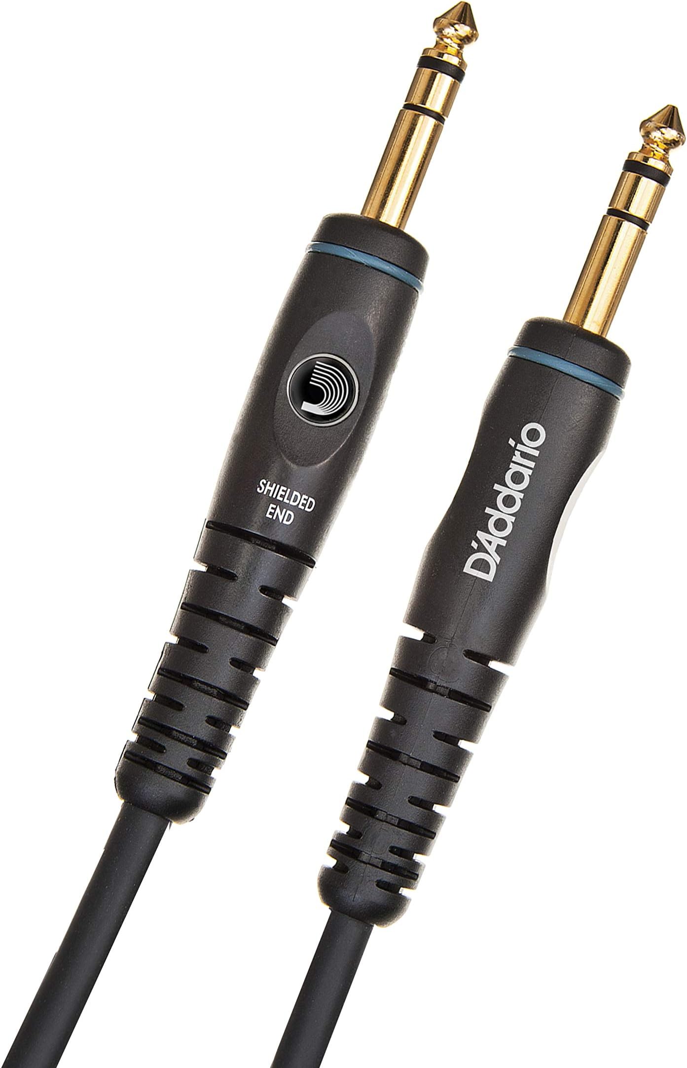 D'Addario Guitar Cable - Shielded Ends - 1/4 Inch Male to 1/4 Inch Male - Gold Plated Plug - Custom Series - 10 Feet/3.05 Meters - Straight - 1 Pack