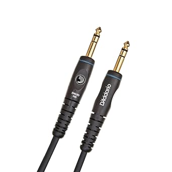 D Addario Accessories Custom Series Guitar Cables - Instrument Cable with   Inch Ends - High Performance Guitar Cord - For Guitars, Bass, Keyboards - Stereo - Straight End, 10 feet