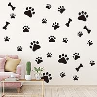 Vista 1 de Epakh 144 calcomanías con estampado de pata de perro y hueso, calcomanías de pared extraíbles de pata de cachorro, decoración de huellas