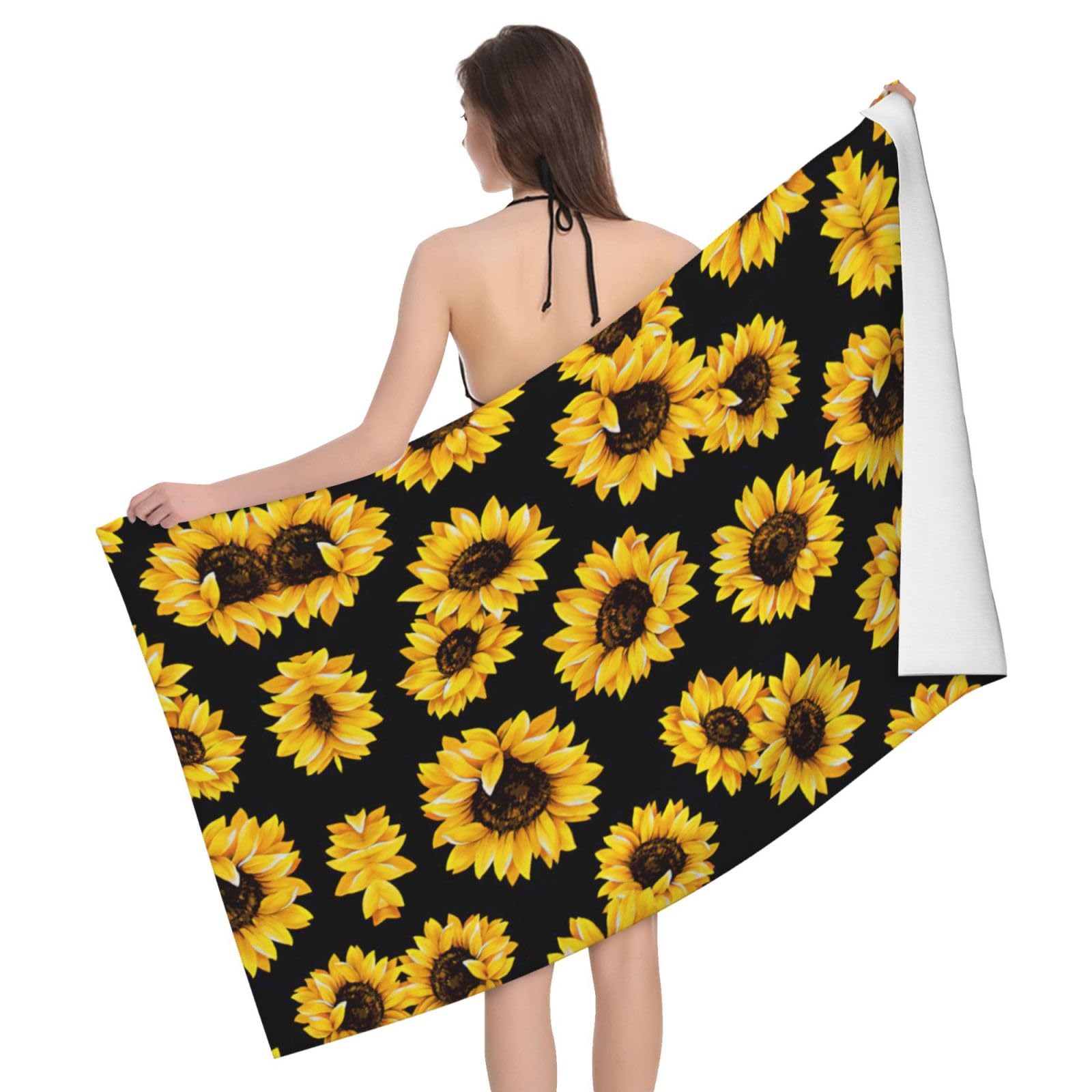 Drap de bain microfibre de qualité supérieure au design rétro tournesols