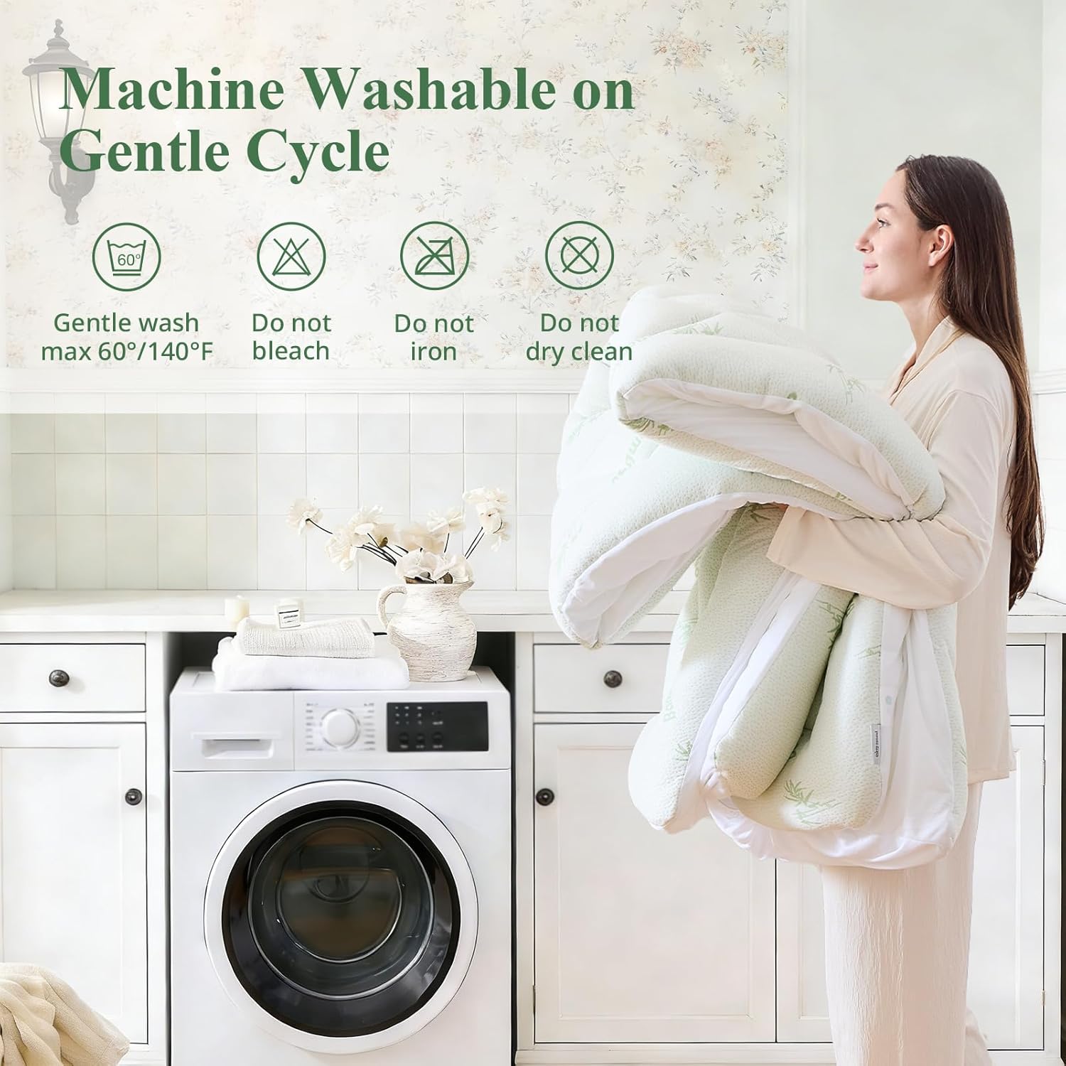 Twin XL Mattress Topper, Viscose Derived from Bamboo Thick Pillow Top Mattress Pad with Deep Pocket, Naturally Cooling for Hot Sleepers, Soft for Back Pain Relief, Green - Image 6