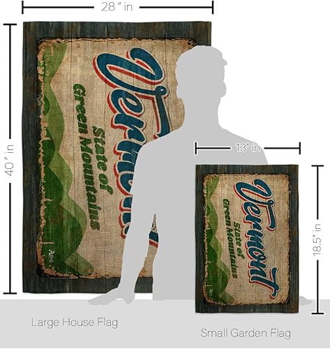 Miniatura 2 de Americana Home & Garden Vermont Vintage Burlap Garden House Flag Set Regional States American Territories Republic Country Particular Area