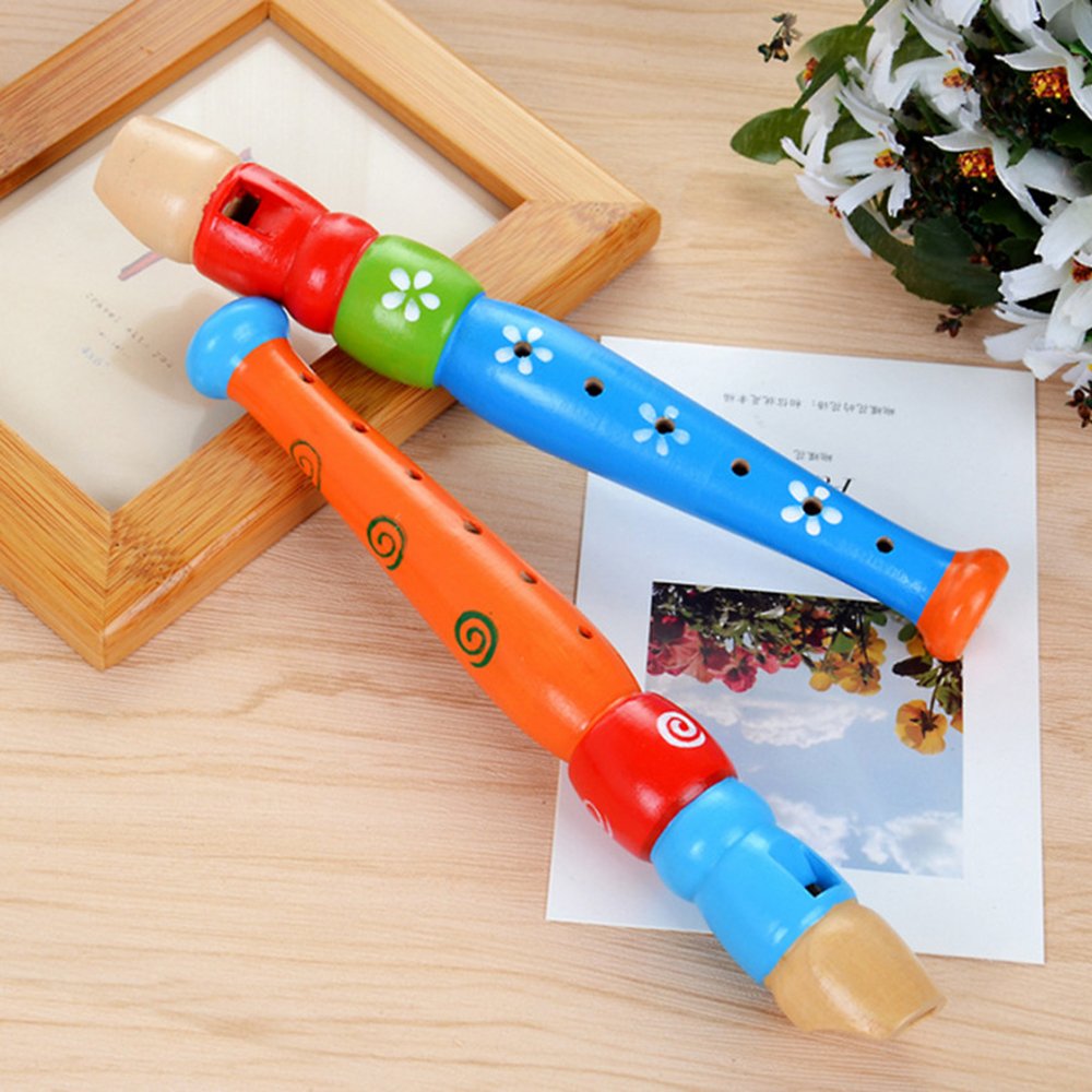 Sealive - 2 pequeñas flautas de madera para niños, flauta pequeña colorida para niños, instrumento musical para el aprendizaje del ritmo, juguete musical y sonoro para autismo o niños en edad