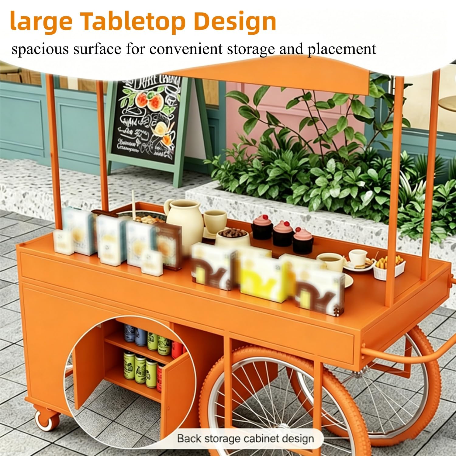 Carrello portatile per venditori con canopyle carrello alimentare su ruote per venditori ambulanti eventi all'aperto mercati e festival Carrello commerciale blu 120 x 70 cm