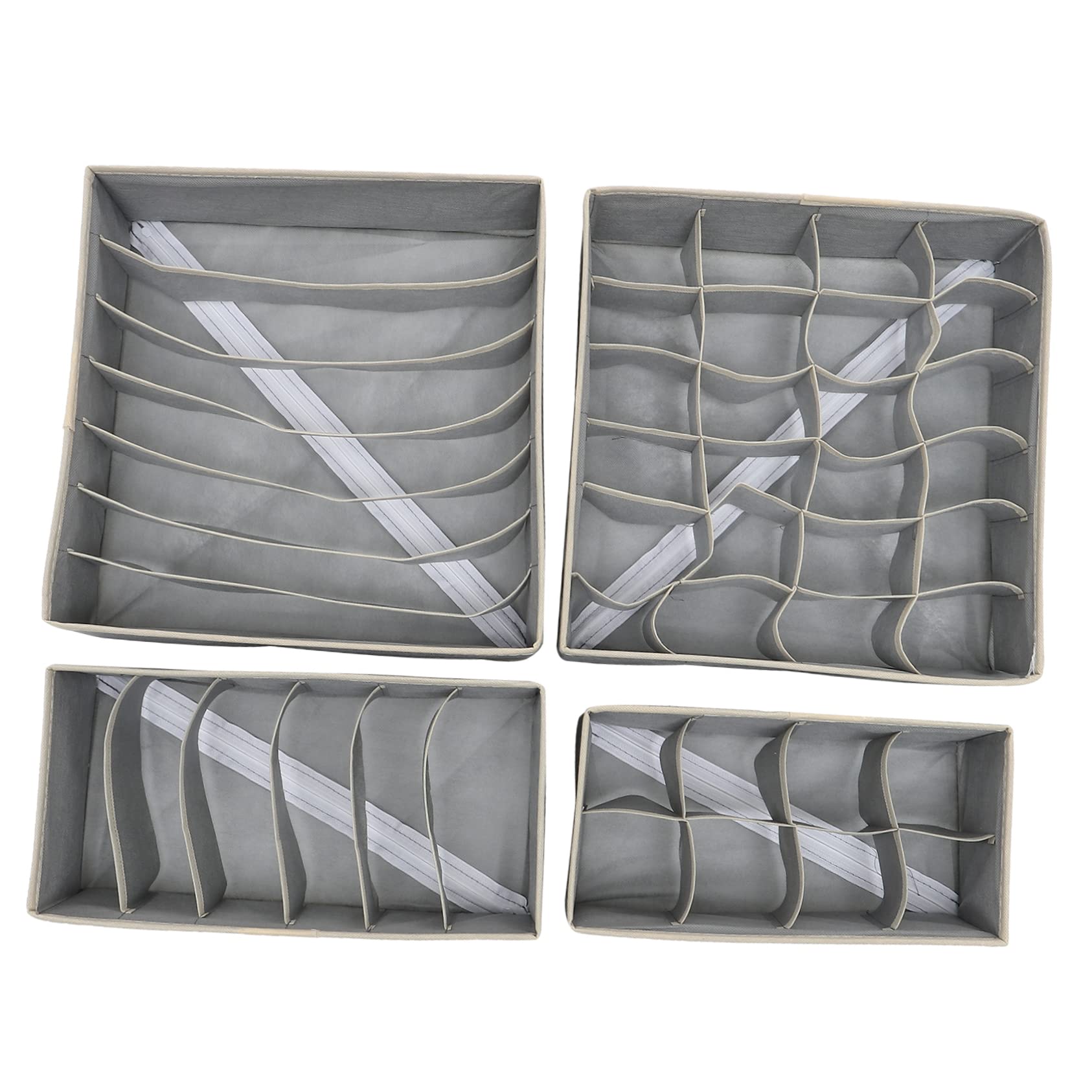 SOLUSTRE Organizzatore per Biancheria Intima 4 Pezzi Non Tessuto 7 Scomparti, Divisori per Cassetti Calze e Reggiseni, Organizer per Armadio Creativo e Pratico