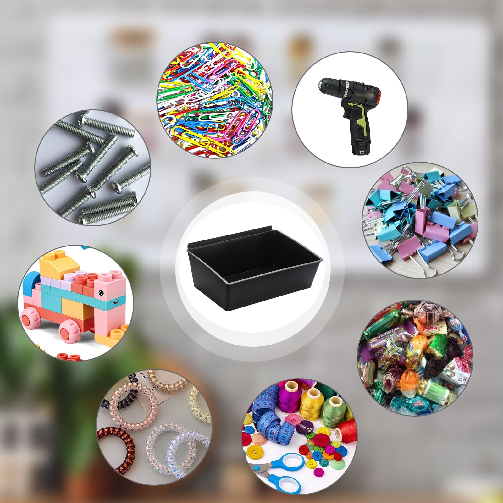 Sumnacon Slatwall Bins - 4 contenitori portaoggetti grandi per garage, in plastica, per riporre accessori da garage, impilabili, organizer per attrezzi per officine, centri commerciali