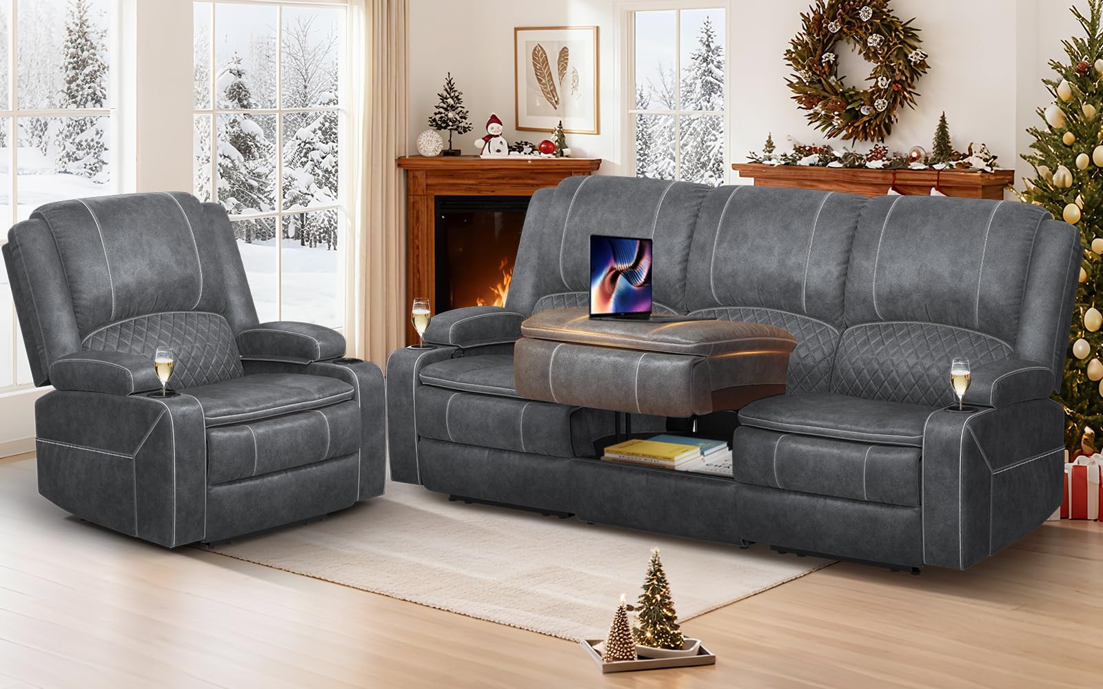 MOSGAT 3+1 Manual Recliner Sofa