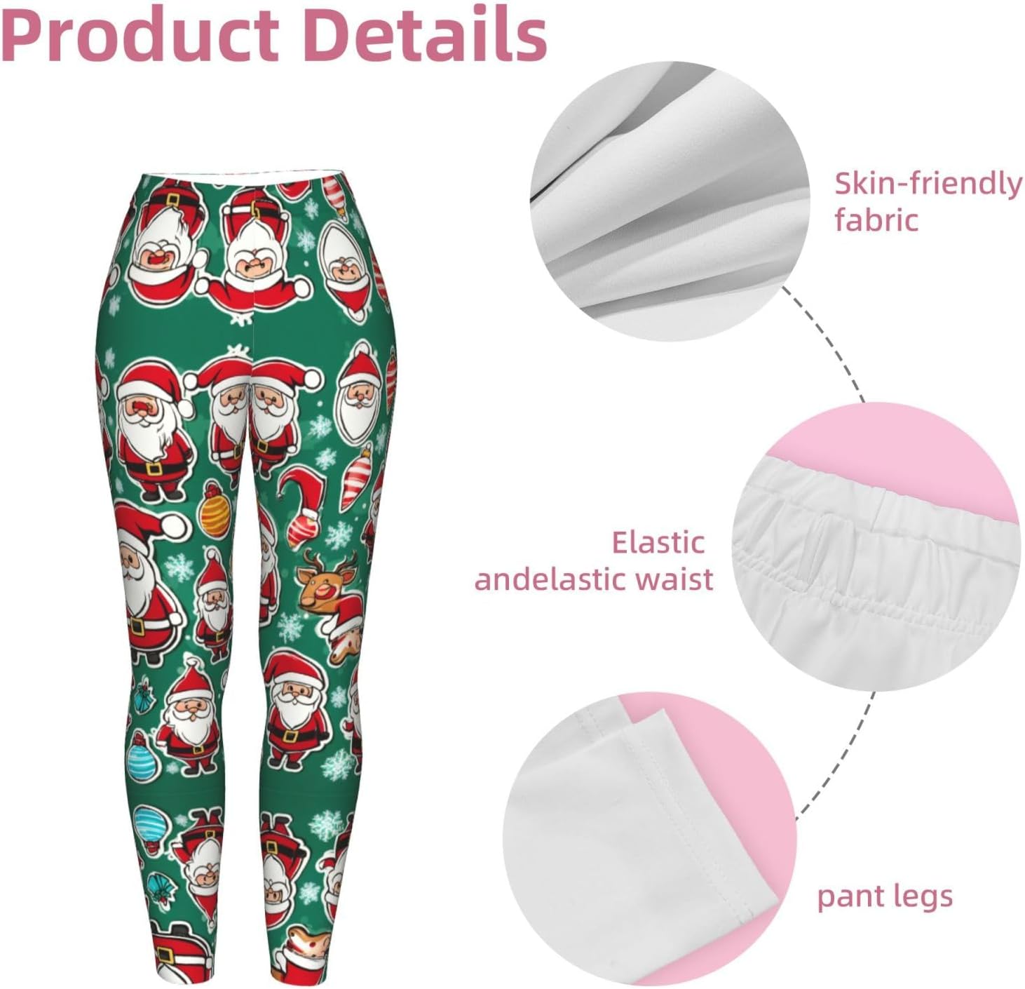Xmas Funny Gnomes Print Women's Leggings,Soft Compression Fitness Clothing
