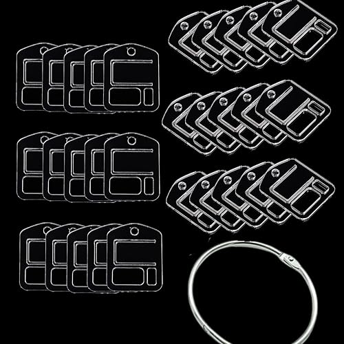 Acrylic Mbroidery Floss Organizer 30Pcs Set, 50 x 40 x 2.5mm Slim Thread Bobbins with 1Pc Circle Binder for DIY Sewing Craft