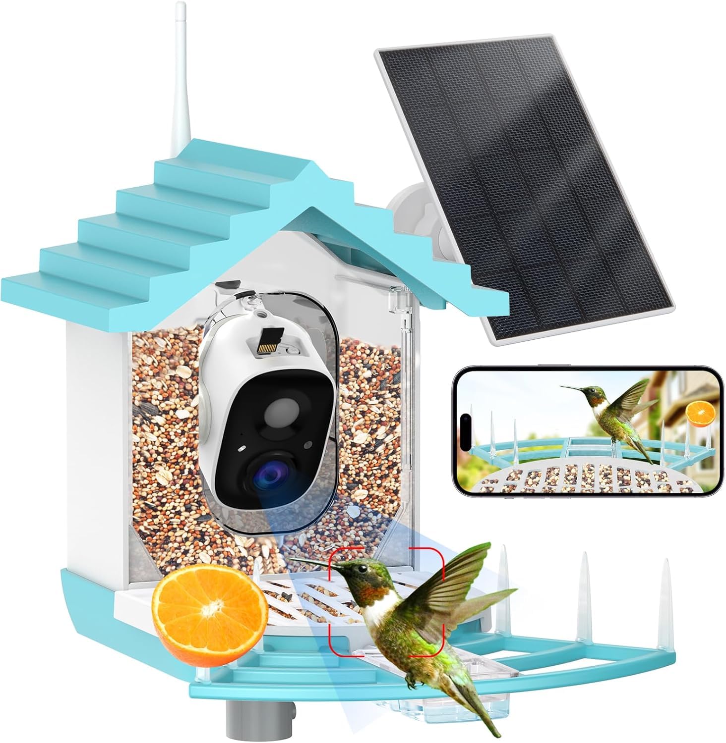 LOPEVI Smart Bird Feeder with Camera Solar Powered - 2K HD Live View, AI Bird Species Identification, Instant Arrival Alerts - IP68 Waterproof Bird