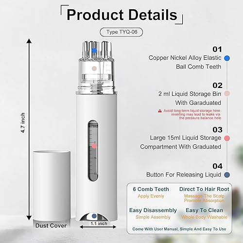 Miniatura 5 de Peine aplicador de cuero cabelludo, juego de 2 peines aplicadores de minoxidil, masajeador líquido de suero de minoxidil para promover el