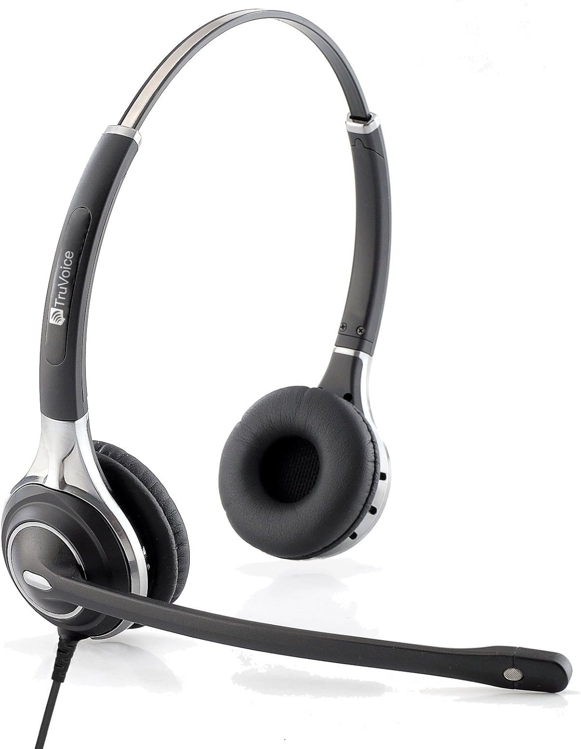 TruVoice HD-750 Premium Corded Double Ear NC Mic Headset with USB and U10P Cable Compatible with Mitel, Polycom VVX, Nortel, Avaya, Shortel, Aastra, Analog Desk Phones and PC (Softphone)