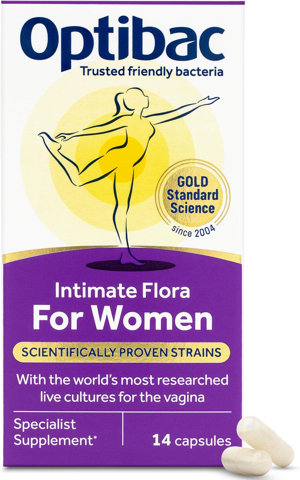 OptiBac for Women | Daily Oral 2.3 Billion Friendly Bacteria Natural Female Supplement for The Intimate Area | Lactobacillus Rhamnosus & Lactobacillus Reuteri | One-Two Week Supply | 14 Capsules