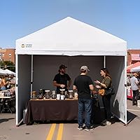 Vista 9 de CROWN SHADES 10X10 Comercial Instant Canopy Pop Up Tent with Center Lock (10x10 with 4 Sidewalls, White)