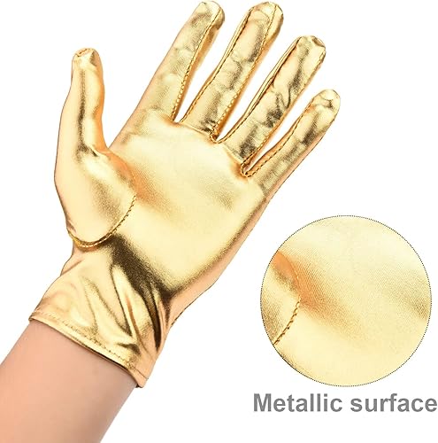 Miniatura 3 de SATINIOR 3 pares de guantes de disfraz de Halloween, brillantes, metálicos, de princesa, elásticos, para Halloween, cosplay