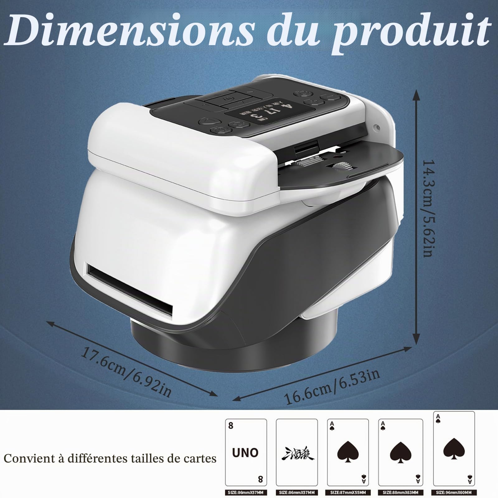 Automatique Mélangeurs de Cartes et Distributeur 2 en1 Rechargeable de Carte pour Poker,Distributeur Mélangeur de Carte Pivotant à 360° pour des Jeux tels Que UNO,Blackjack et Texas Hold'em