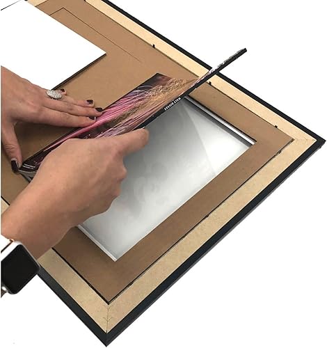 Miniatura 4 de Creative Picture Frames 1420bk-b Marco de cargador doble para revistas de 8 14 x 11 pulgadas, alfombrilla de núcleo negroblanco con ganchos