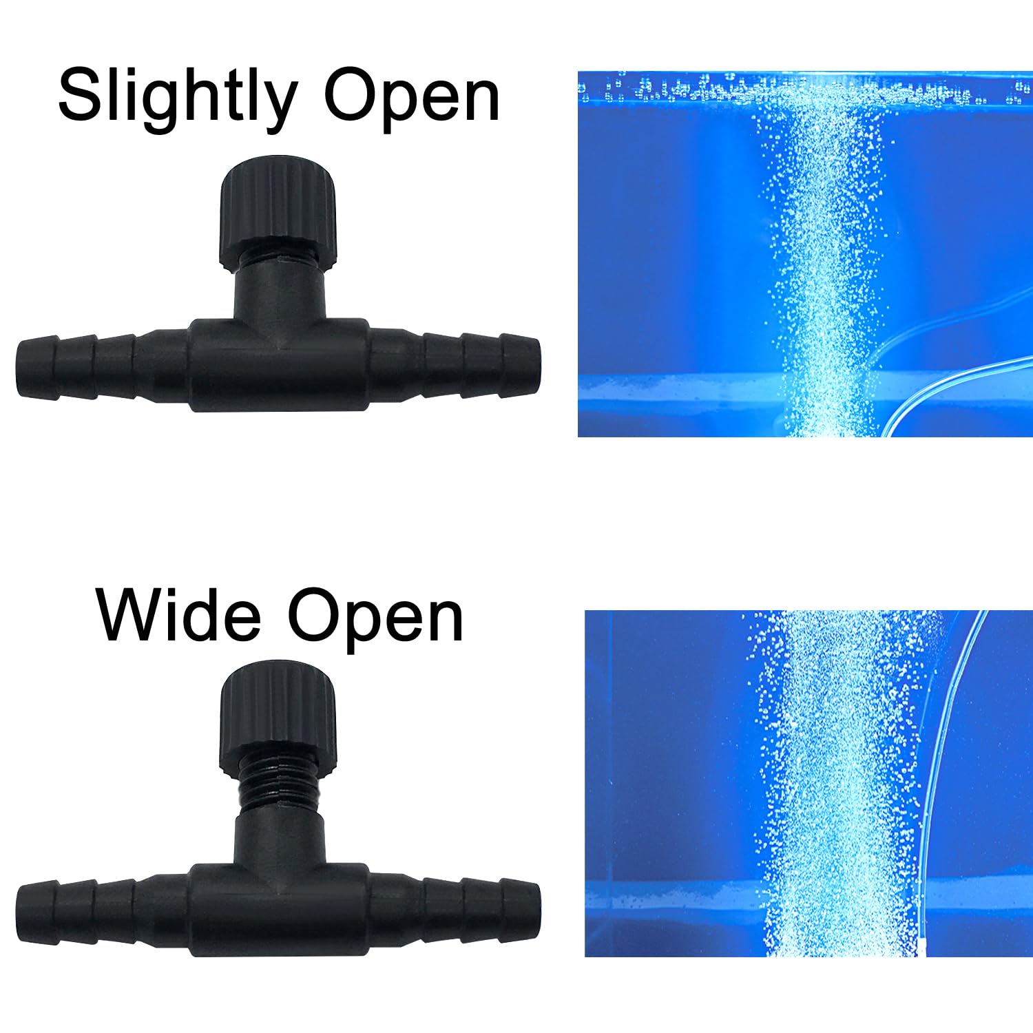 BesNPT 30 Pcs Aquarium Control Valves, 2-Way T Shaped Fish Tank Air Control Valve for 3/16