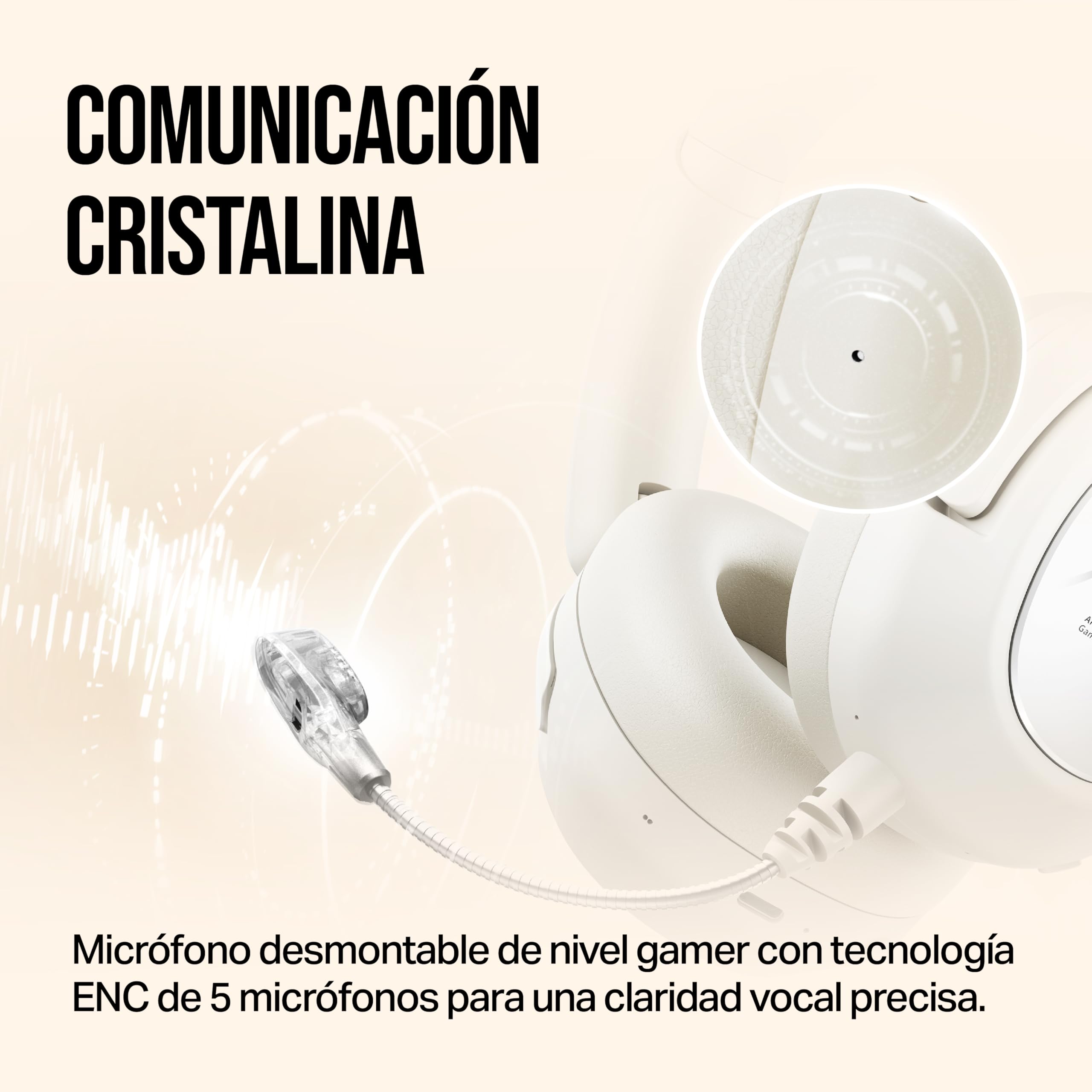 OXS Storm A2 Auriculares Inalámbricos para Juegos, Cancelación Activa de Ruido, Bluetooth 5.4 & Baja Latencia 2,4 GHz, Modos EQ Duales, 70 Horas de Batería, para PC, PS4, PS5, Switch y Móvil, Blanco