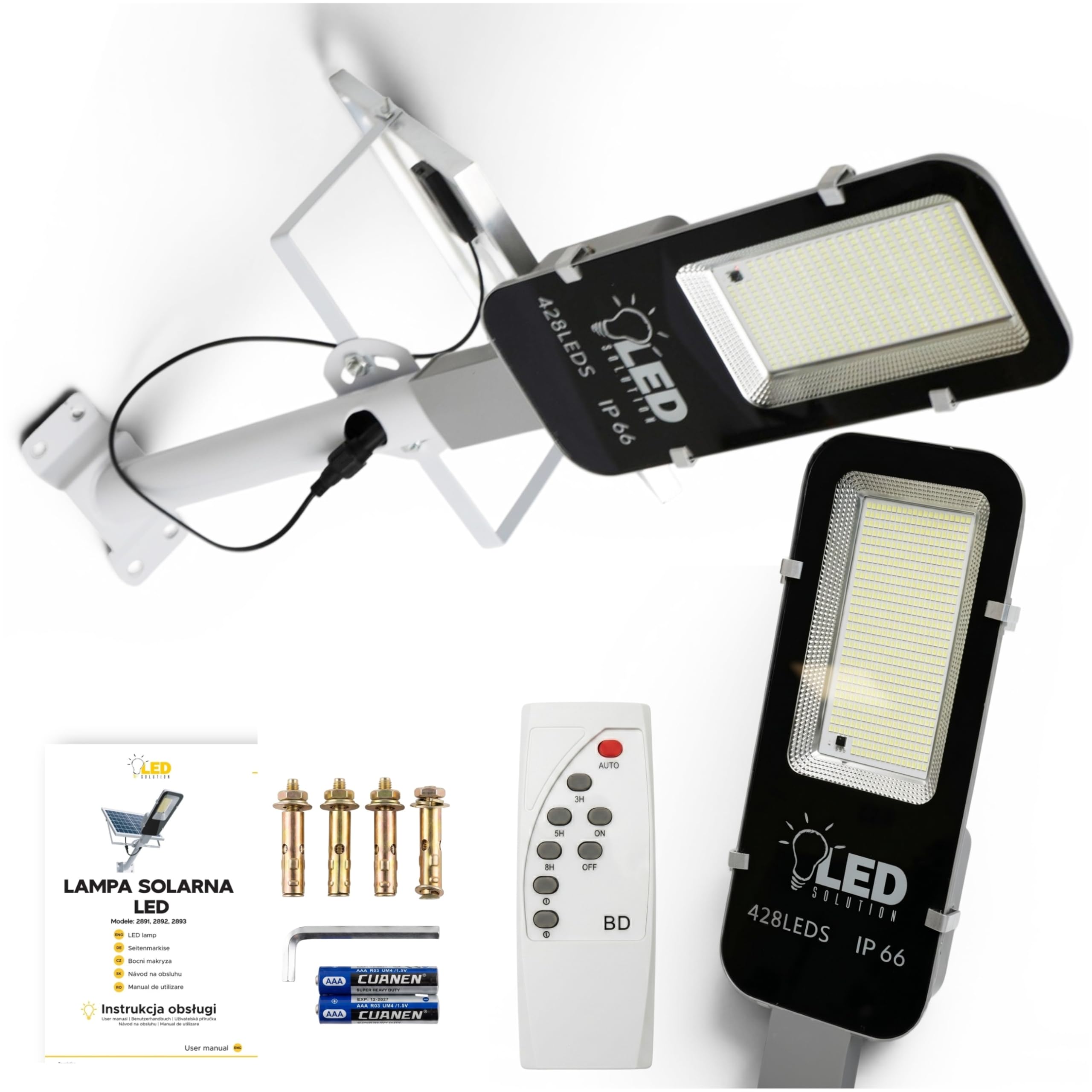 ZOLTA Solarna Lampa Uliczna 1600 – Zewnętrzna Lampa Solarna LED do Ogrodu i Podjazdu