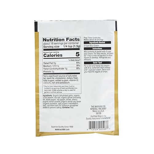 Miniatura 7 de Watkins Mezcla de inmersión gourmet orgánica salsa y crema agria paquetes de 123 onzas paquete de 12