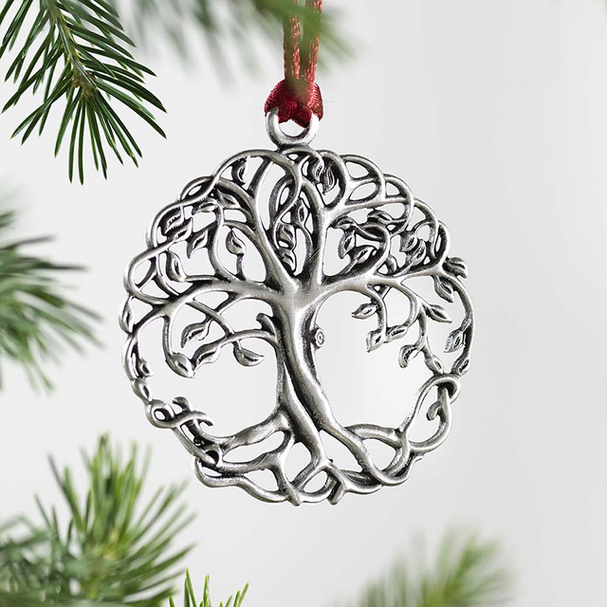 Amazon.com: Pewter Tree of Life Circle with Runes Christmas Ornament ...