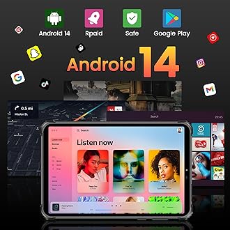 OUKITEL RT3 PRO Rugged Tablet Android 14, 16GB+128GB/1TB Tablets, 8 Inch Tablet with 5150mAh, 4G Dual SIM, 2.4G/5G WiFi, Octa-Core, 16MP Camera Portable Tablets, IP68/IP69K Waterproof/BT5.0/GPS/NFC