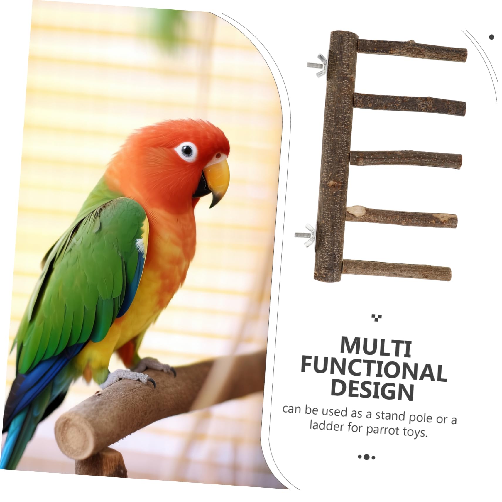 Dnoifne Vogel Kletterleiter Naturholz - Höhenverstellbar Für Käfig