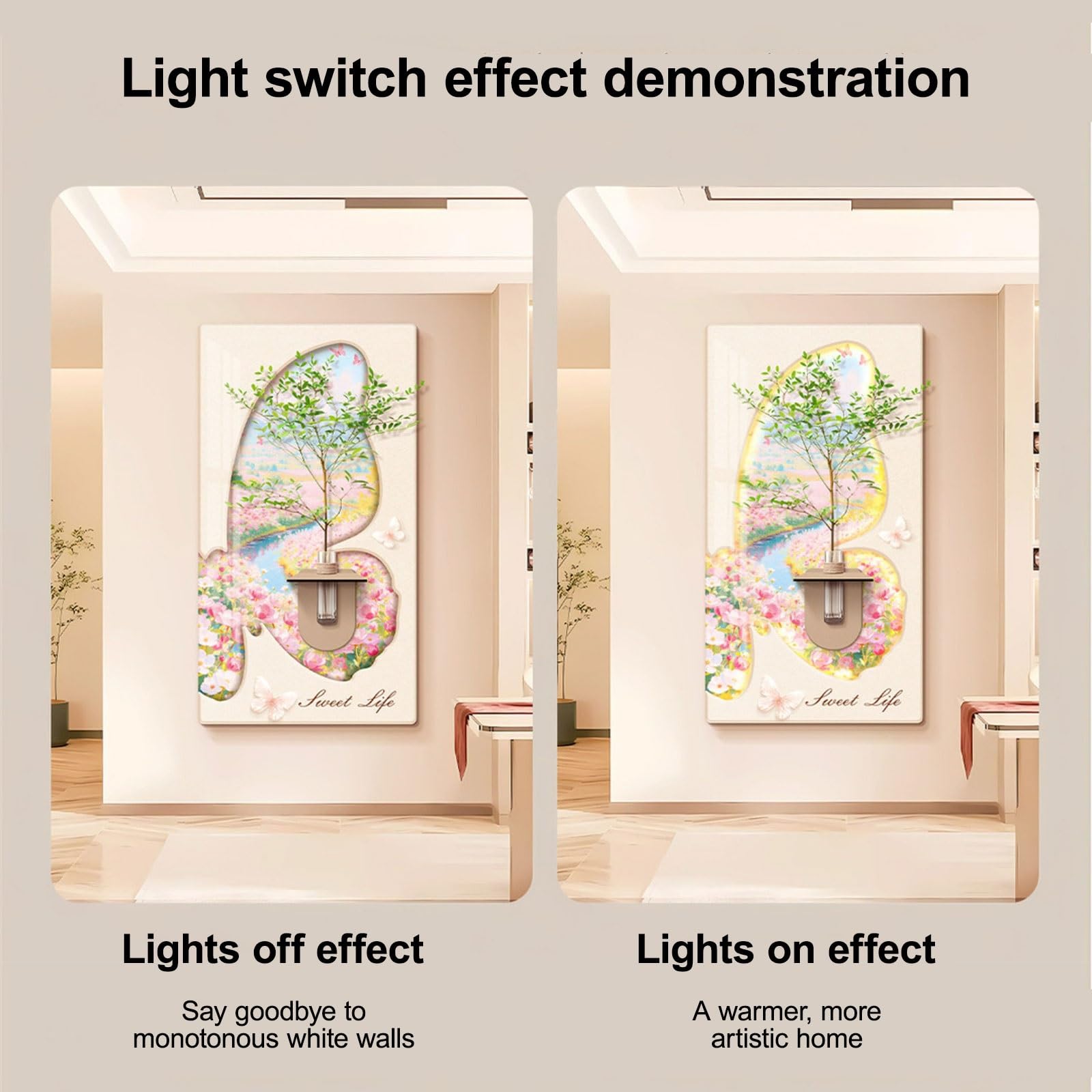 3D Wandkunst Gemälde mit LED-Licht Moderne Wohndeko für Wohnzimmer Eingang Flur