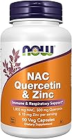 Vista 1 de Now Foods Suplementos, Quercetina NAC y Zinc, Apoyo Inmune y Respiratorio*, 1000 mg de NAC, 500 mg de Quercetina, 15 mg de Zinc, 90 Cápsulas