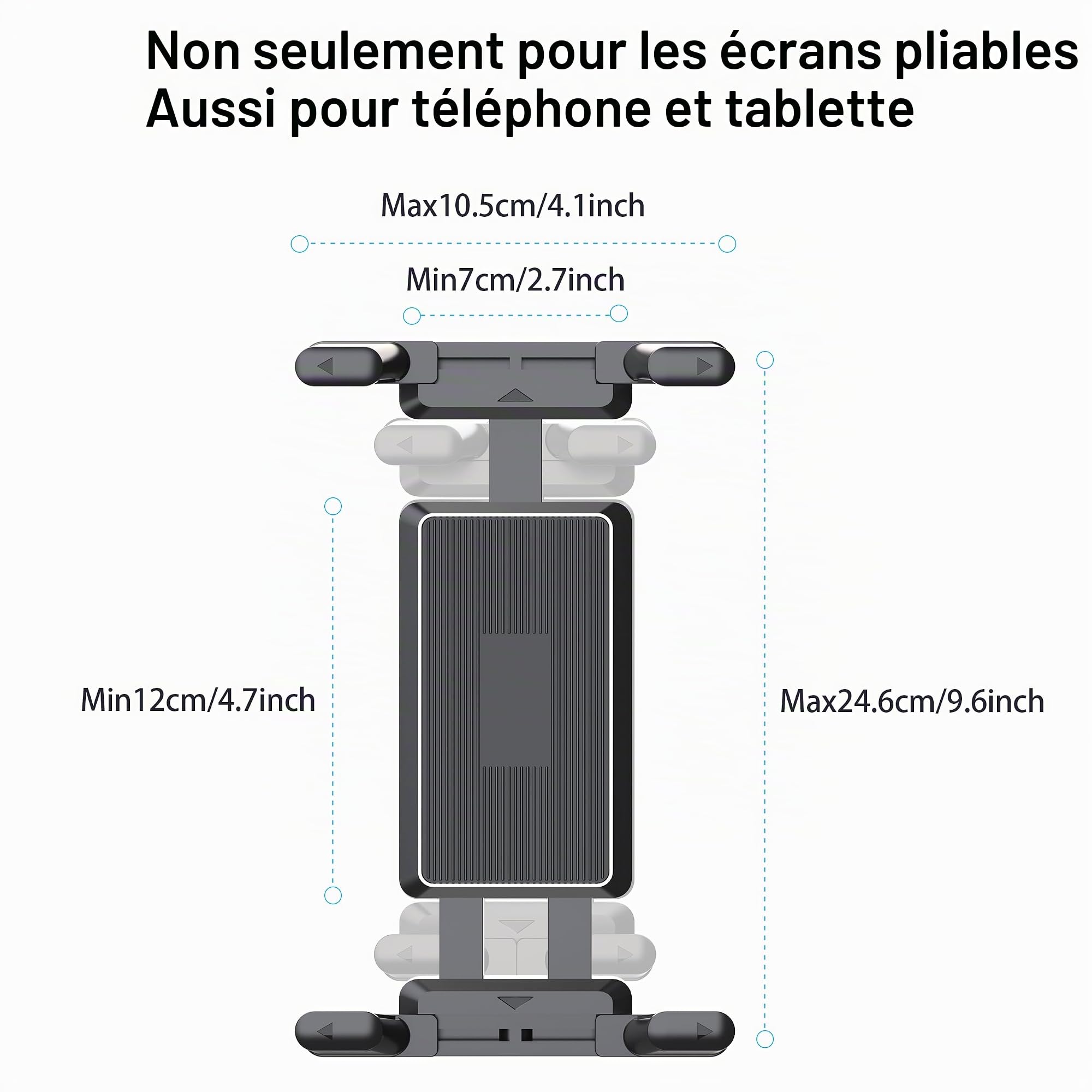 Support Universel pour Tapis de Course, vélo d'appartement, Poussette, Fauteuil Roulant, voiturette de Golf - Pince à 360° for iPad, iPhone, Smartphones et tablettes de 12 à 33 cm