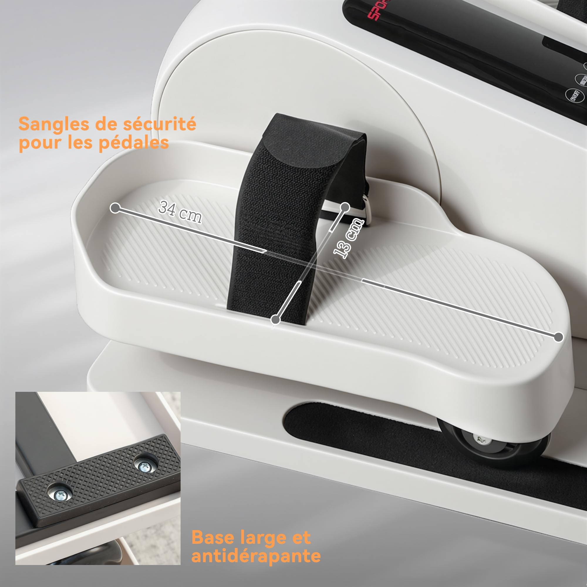 SPORTNOW Pedalier d'appartement, elliptique de Bureau, Mini vélo elliptique électrique Assis avec écran LED, télécommande et 12 Vitesses réglables, Silencieux et Portable pour Les Seniors, Blanc