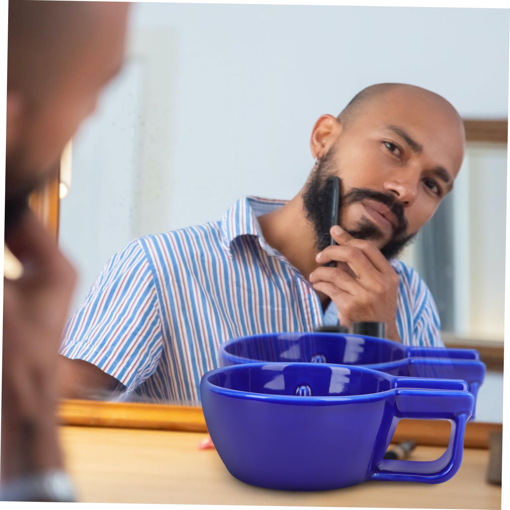 Ciotola da Barba in Ceramica 12 Cm Capacità Alta per Schiuma da Barba Uomo Accessorio Rasatura Barbiere Salone Famiglia