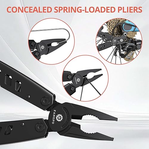 Miniatura 7 de Multitool - Herramienta multiherramienta de acero inoxidable 17 en 1 con cuchillo de bolsillo, aguja, alicates de nariz, abridor de botellas,