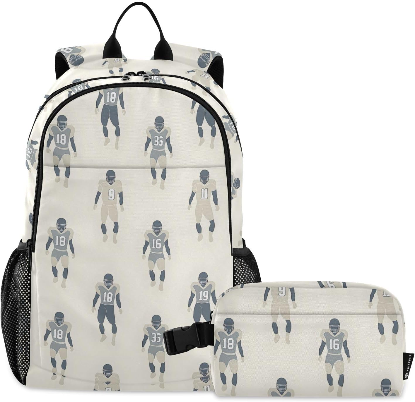 senya Backpacks with Lunch Bag Rugby Tile Pattern Bookbag Set for Boys Girls Students
