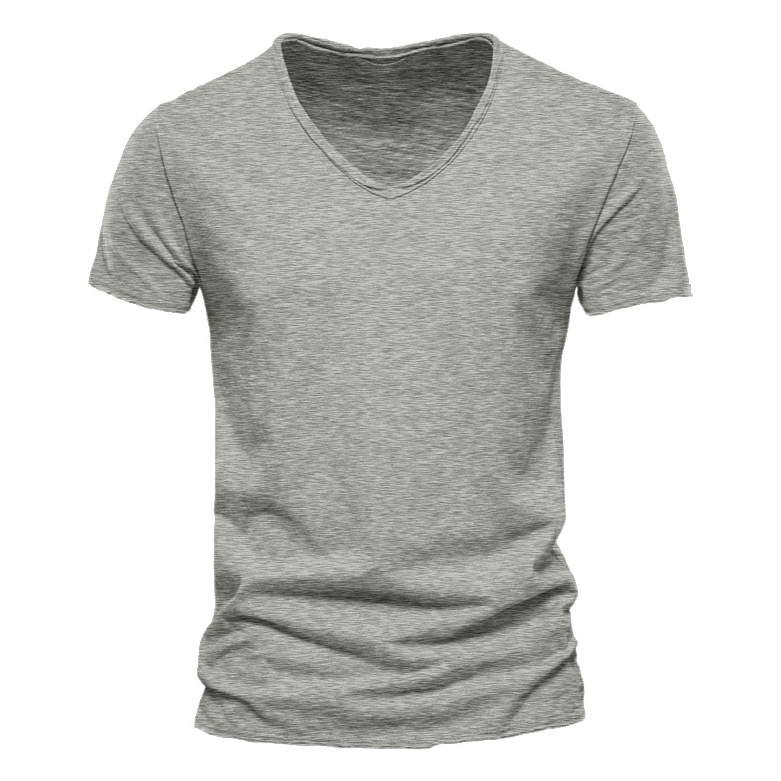 Tee Shirt Homme - Été Confortable Respirantes Tee Shirt Coton Col V Manches Courtes Tshirts Couleur Unie Classique Décontracté Tops Souple Léger Blouse pour Sport Fitness - 5