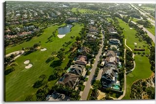 Aerial View Golf Course Boca Raton Mansion House Canvas Wall Art Decor Paintings Pictures for Bedroom Wall Decor Above Bed Living Room Wall Decoration Bathroom Office Artwork