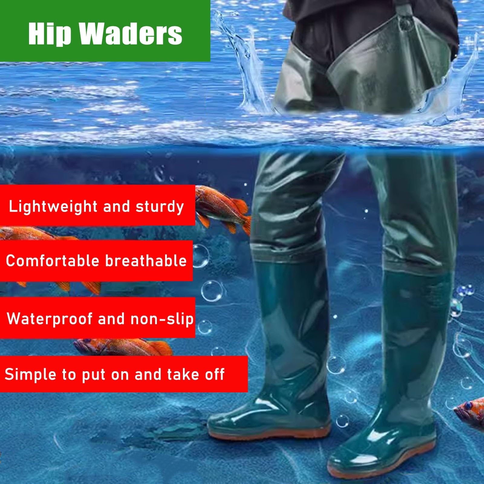 Watstiefel 80 cm Hohe Leichte Hüft-Wathose Für Herren, Watstiefel Mit Stiefeln Für Fliegenfischen, Bequeme Und Atmungsaktive Wasserstiefel