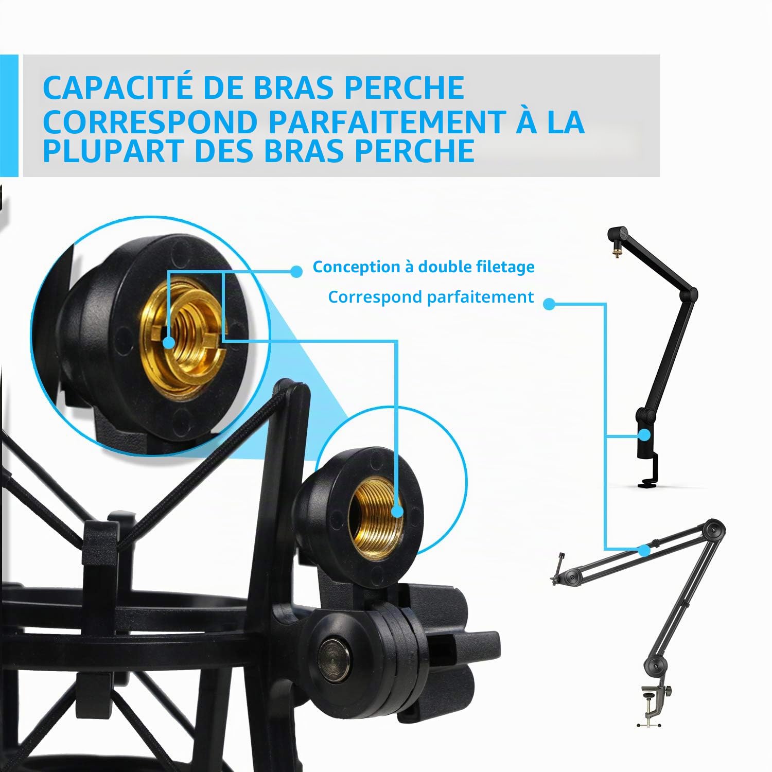 AT2020 Suspension Antichoc Professionnelle avec Filtre anti-pop pour Réduire le Bruit de Vibration du Microphone, Support Antichoc pour Micro à Condensateur AT2020 AT2020USB + par YOUSHARES