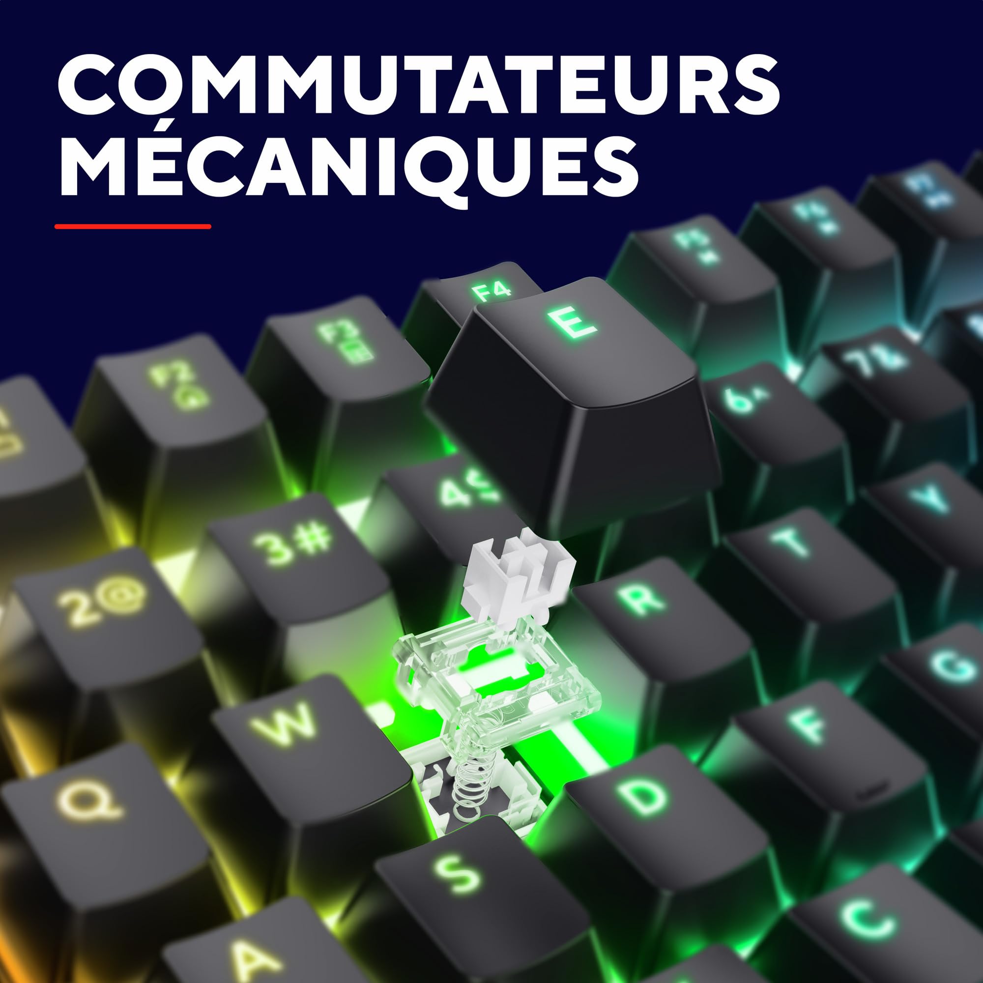 GXTrust Zora Clavier Mécanique Française AZERTY avec Éclairage RGB, Noir | Commutateurs Huano Linéaires, Anti-Ghosting N-Key Rollover, Clavier Gamer Filaire Programmable PC, Laptop
