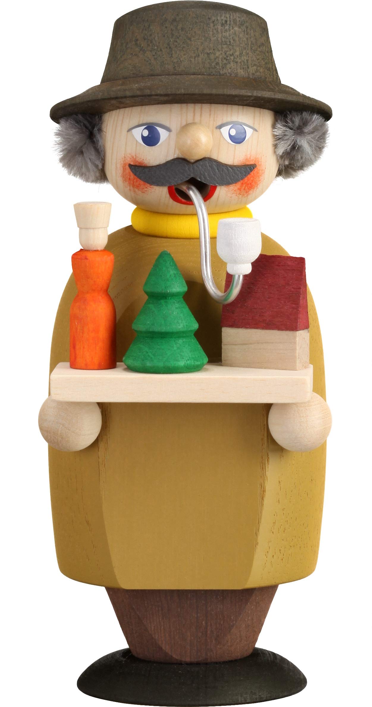 Fumeur Marchand Seiffener Volkskunst 14 cm en bois d'artisanat allemand