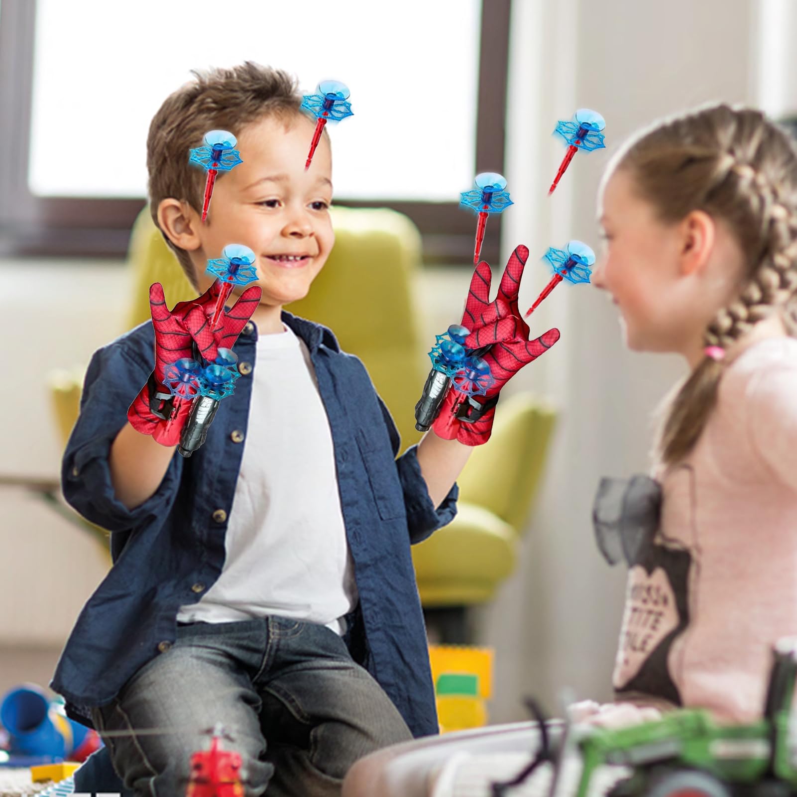 Lanza Telarañas Spiderman Guante Lanzador De Dardos Spider-Man Para Niños - Incluye 6 Dardos Con Ventosa Brinquedos Homem Aranha