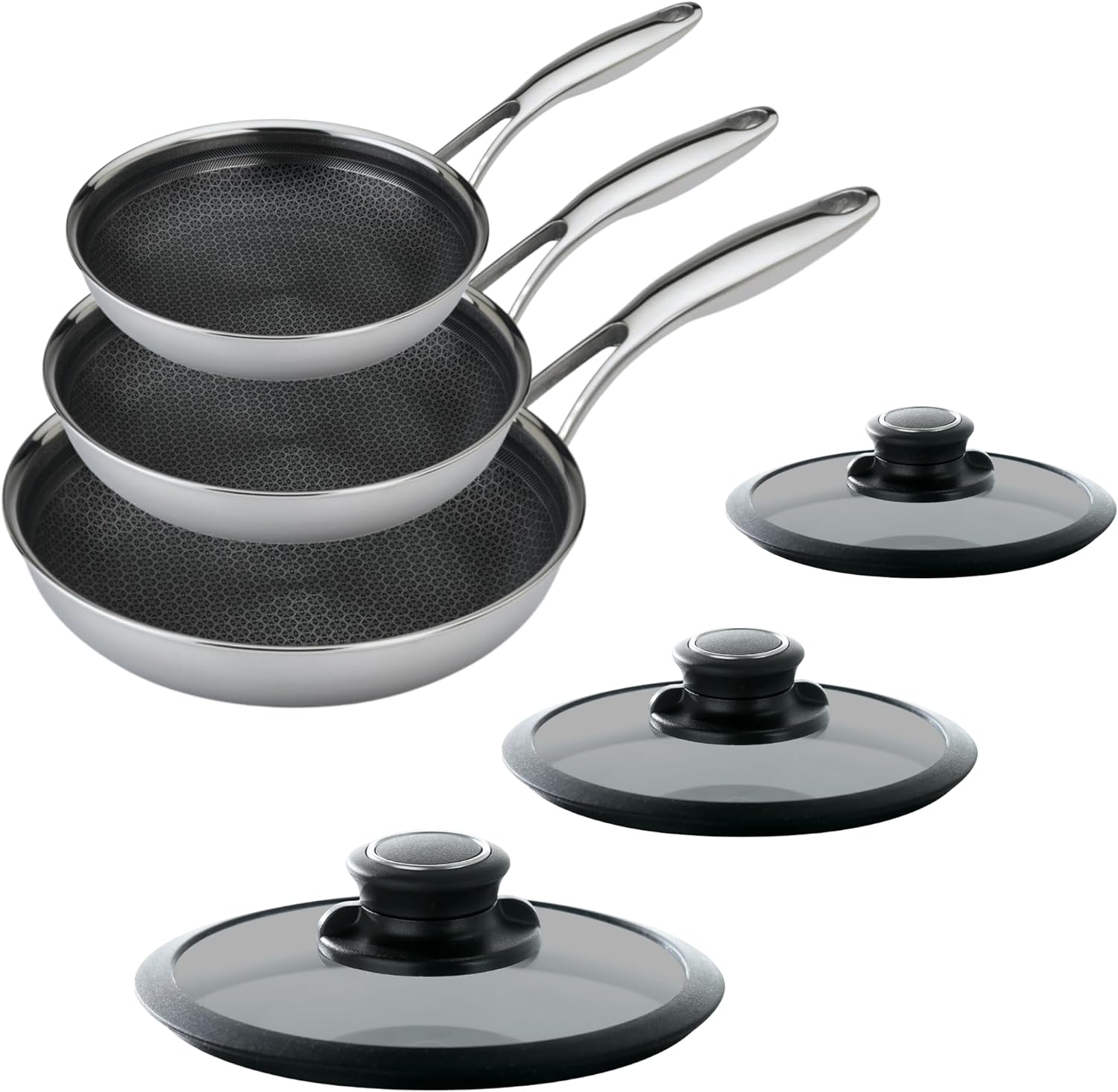 Black Cube Quick Release Cookware 7 Piece Set, Assorted Sizes