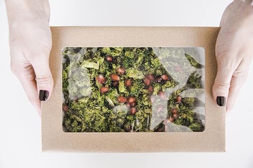 Miniatura 9 de Packnwood caja cuadrada de papel con tapa transparente (varios tamaños y colores), 22 onza, Kraft marrón, 250